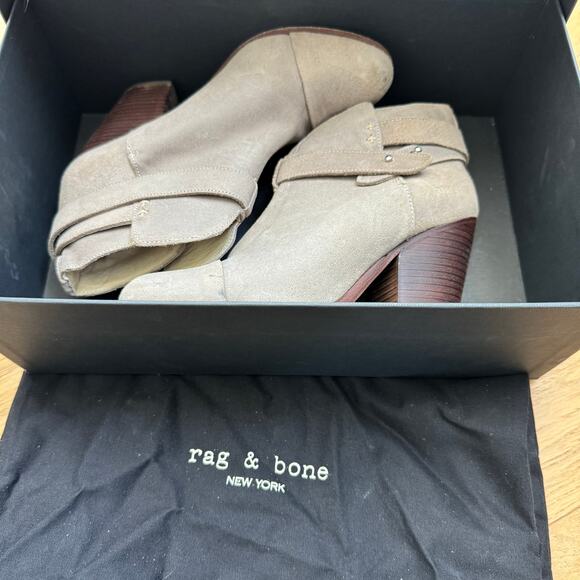 Rag & Bone Harrow Nubuck Suede Ankle Boots Block Heel Stonewall EU 38.5/ 8.5 US - Picture 10 of 12